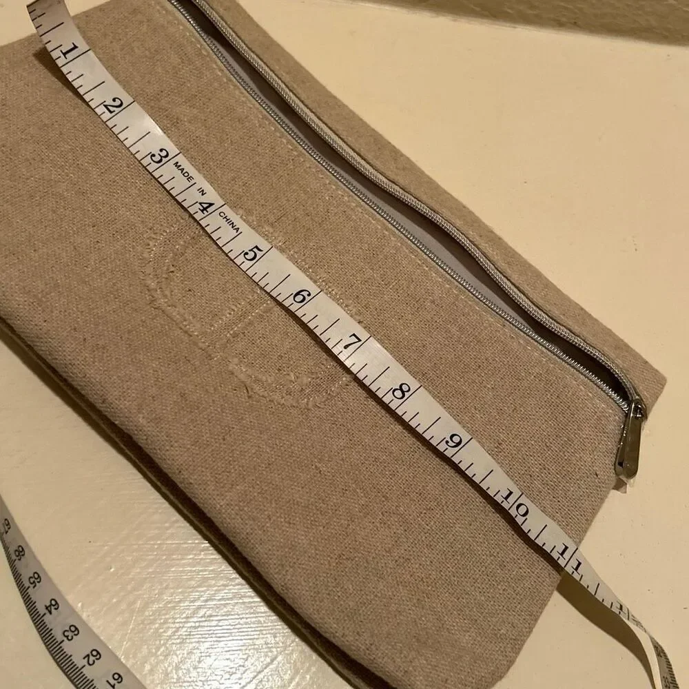 Christian Dior Trousse Zip Front Makeup Pouch Bag Neutral Distressed Beige New